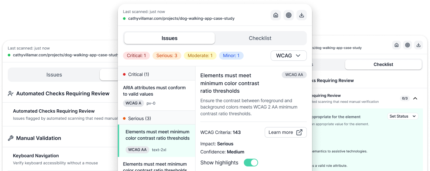 Za11y accessibility scanner interface